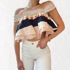 COLD-SHOULDER STRIPED CROP